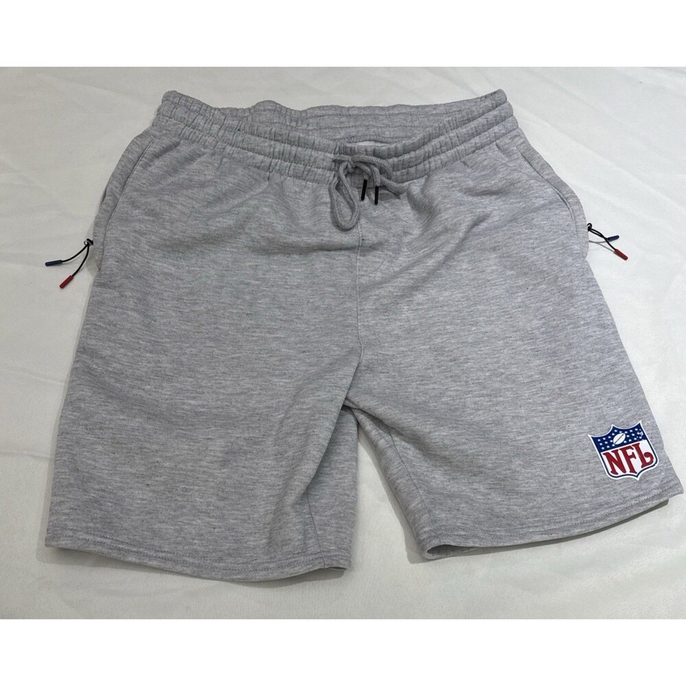 NFL Logo On Field Shorts Mens XL Grey Laced Zipper Pocket Shorts